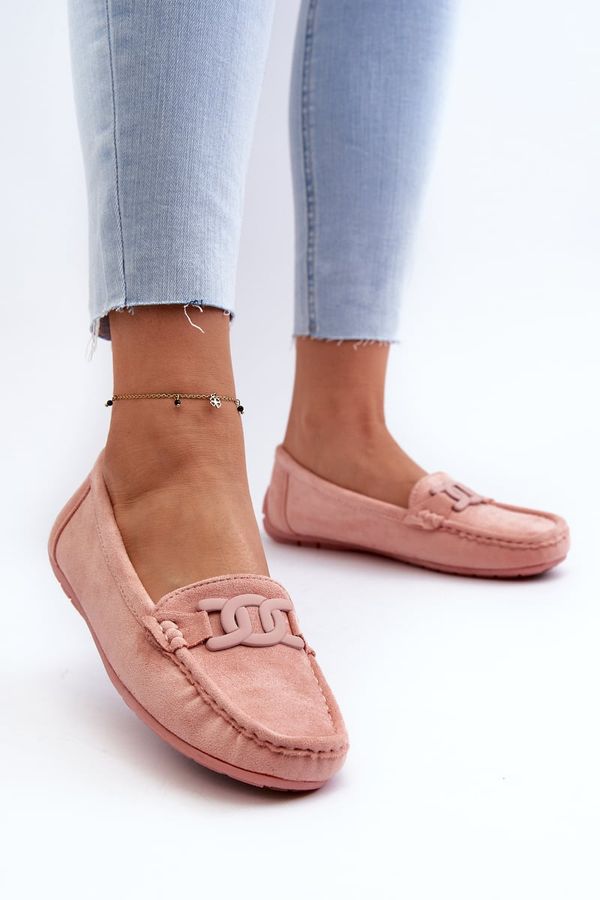 Kesi Women's fashionable suede loafers light pink Rabell