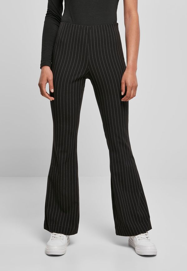 Urban Classics Women's Flared Pin Stripe Trousers Black/White