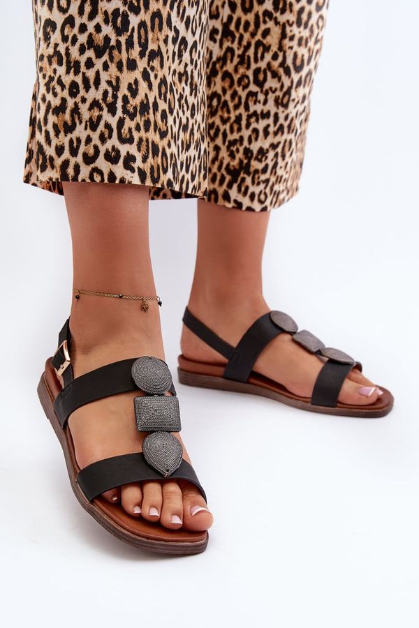 Kesi Women's flat sandals with embellishments Sergio Leone Black