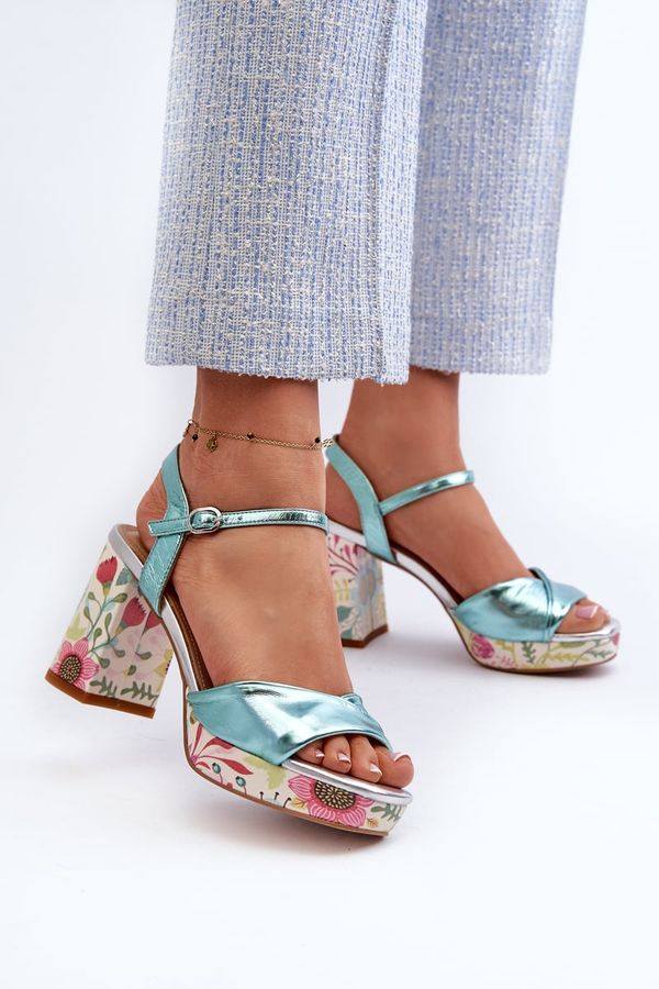 Kesi Women's Floral High Heeled Sandals D&A Blue