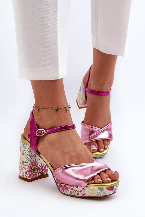 Kesi Women's Floral High Heeled Sandals D&A Pink
