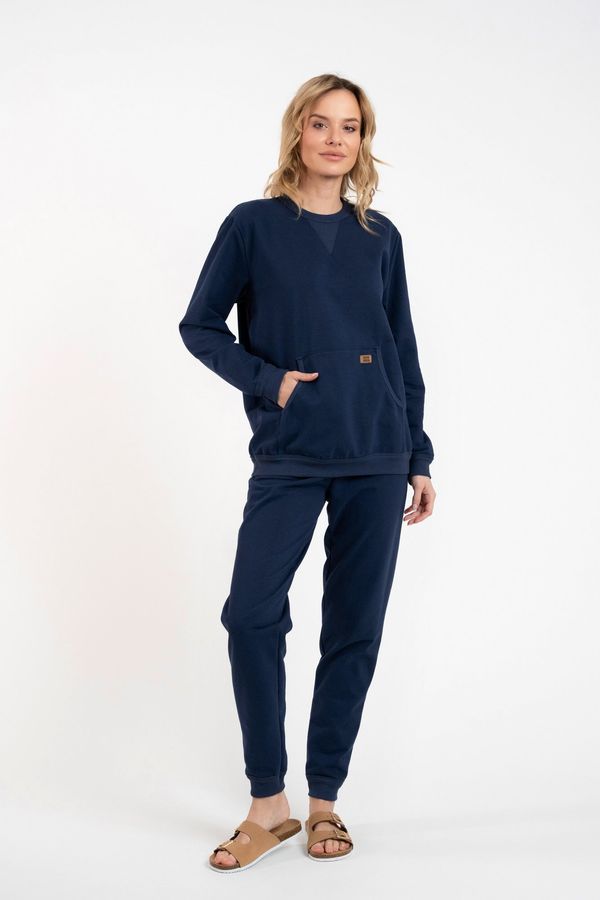 Italian Fashion Women's Fox set, long sleeves, long pants - dark blue