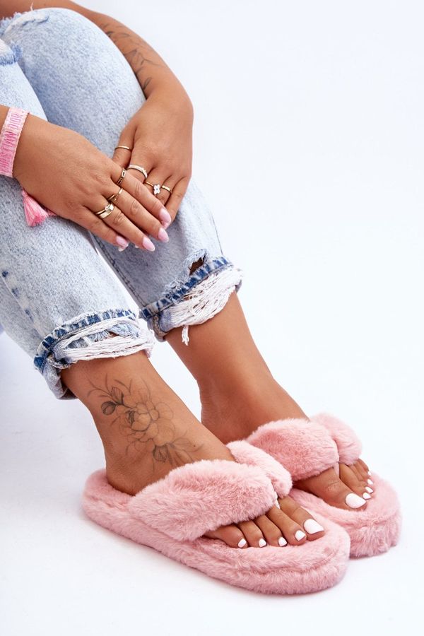 Kesi Women's fur slippers Papcie pink Elma