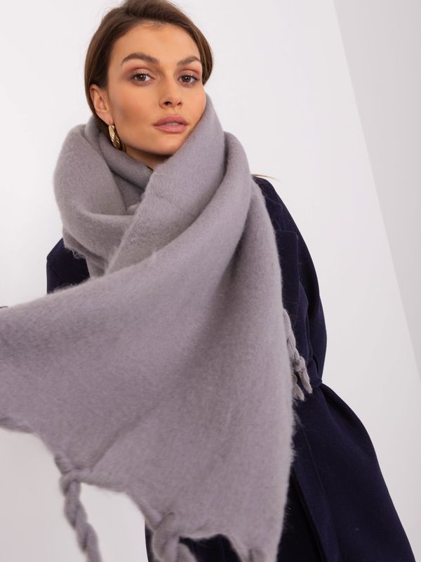 Fashionhunters Women's grey scarf with fringe