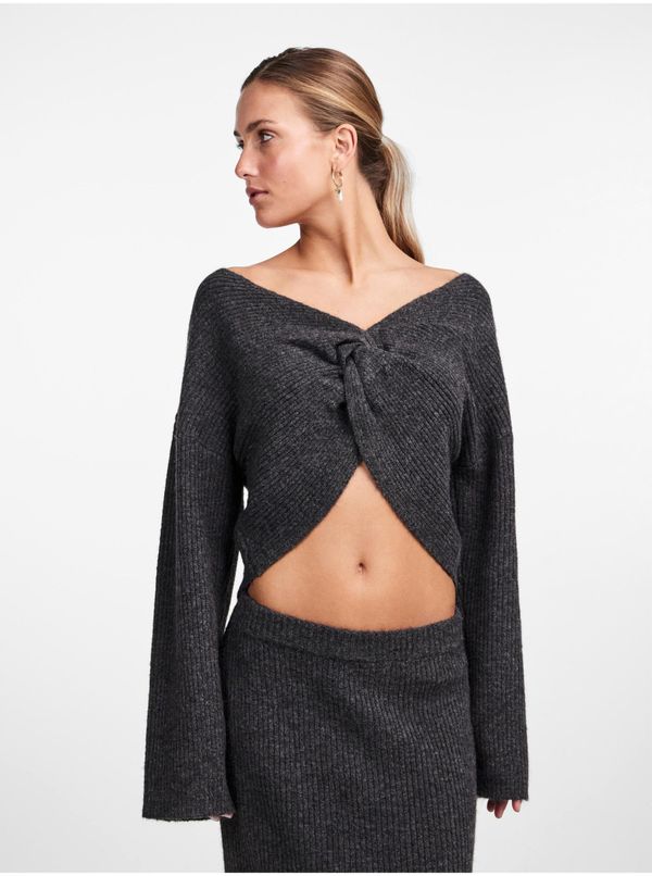 Pieces Women's Grey Short Sweater with Wool Pieces Juna - Women