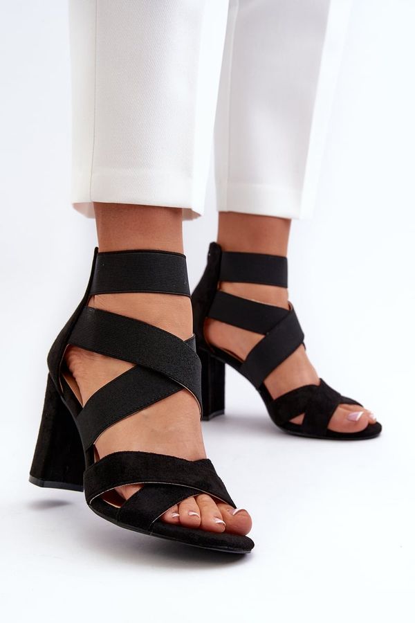 Kesi Women's high-heeled sandals with straps black Obissa