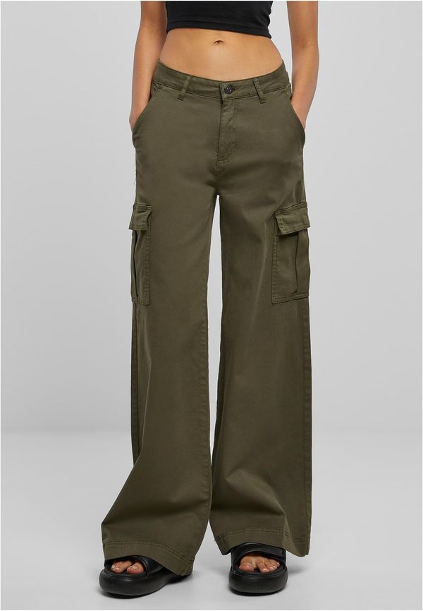 UC Ladies Women's high-waisted and wide-waisted twill trousers Cargo Olive