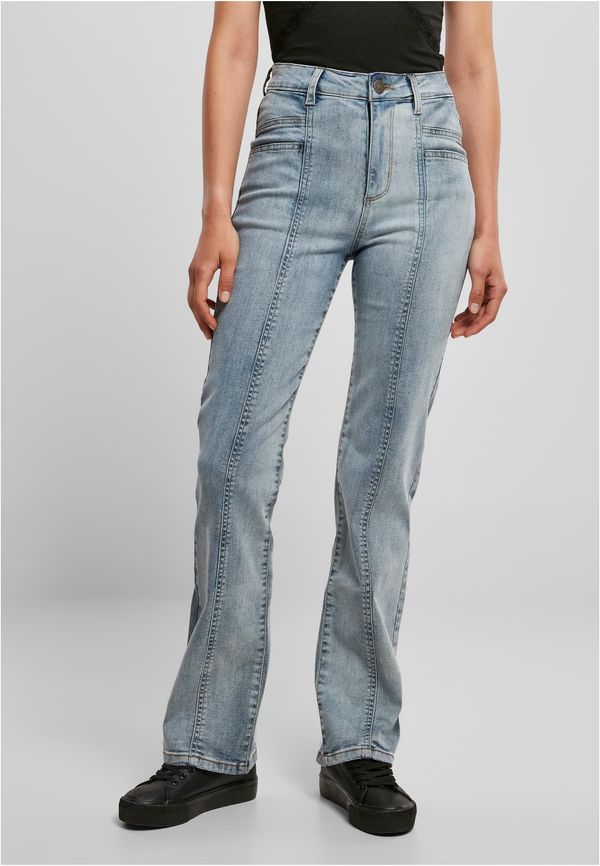 Urban Classics Women's high-waisted jeans with a straight slit - light blue