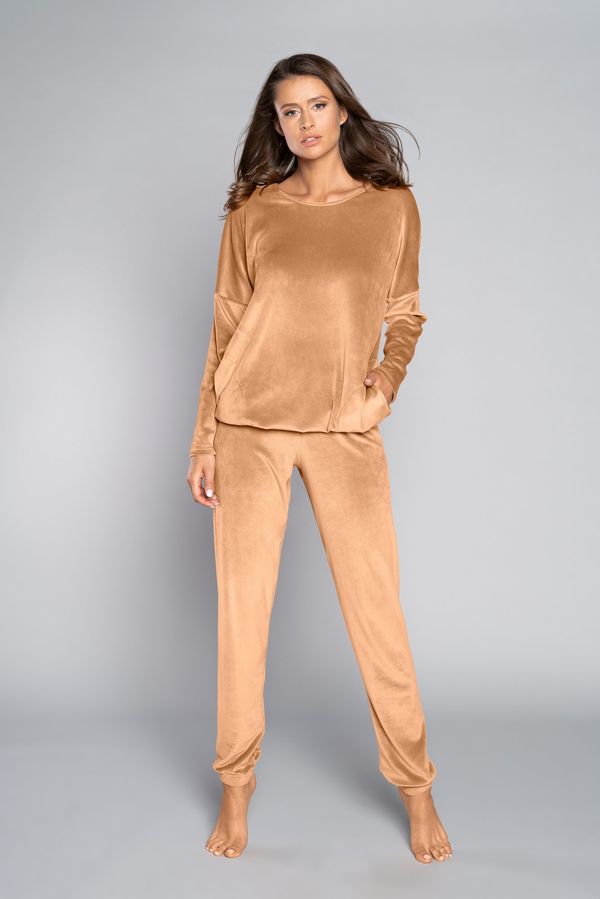 Italian Fashion Women's Juga set, long sleeves, long trousers - camel