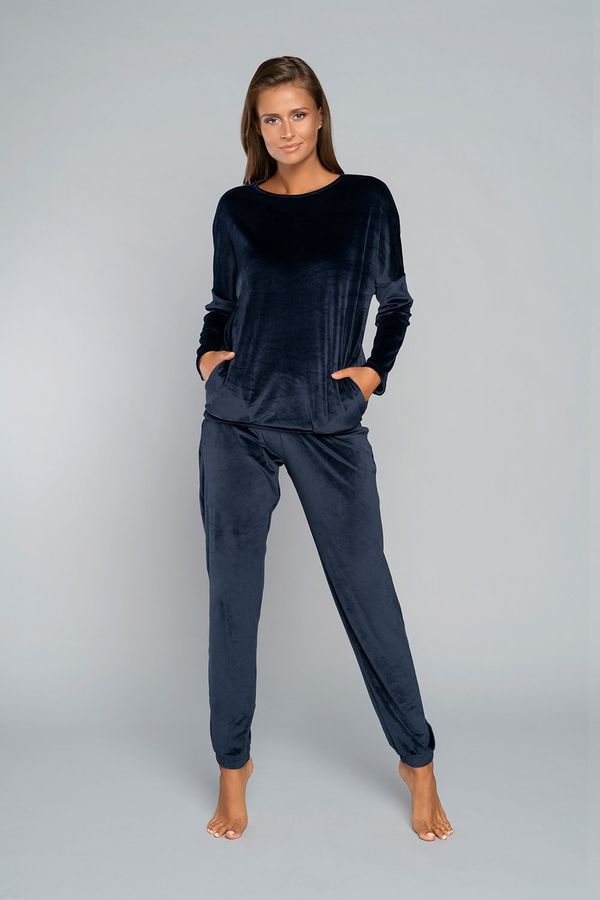 Italian Fashion Women's Juga set, long sleeves, long trousers - dark blue