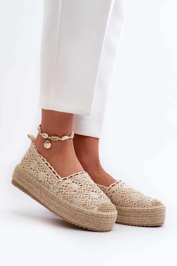 Kesi Women's lace espadrilles on platform Beige Elarose