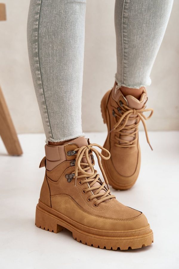 Kesi Women's lace-up ankle boots Camel Rabaria