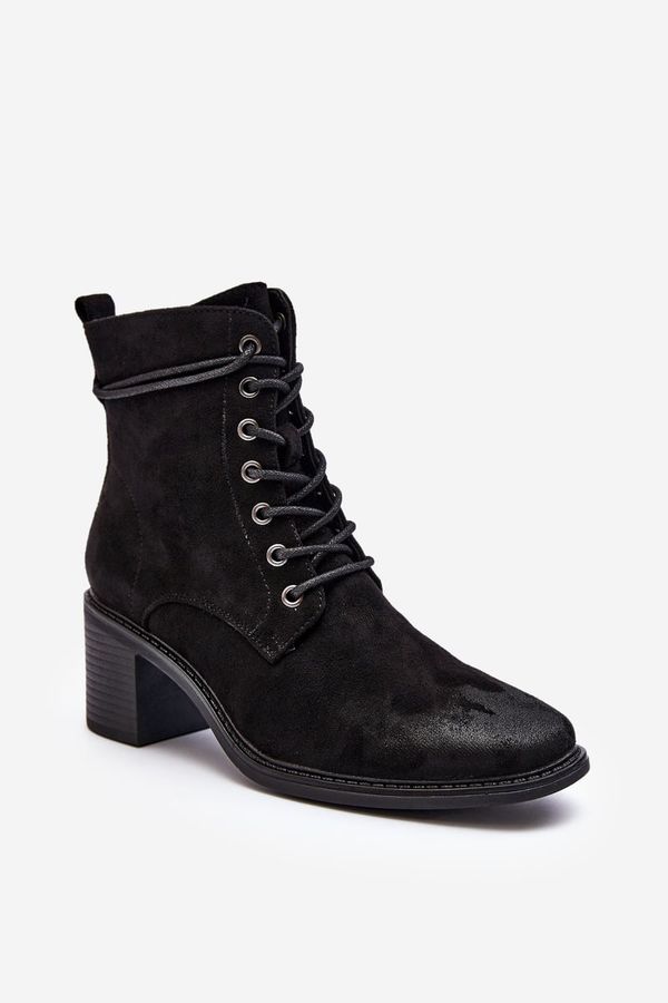 Kesi Women's lace-up ankle boots with low heels - black Serellia