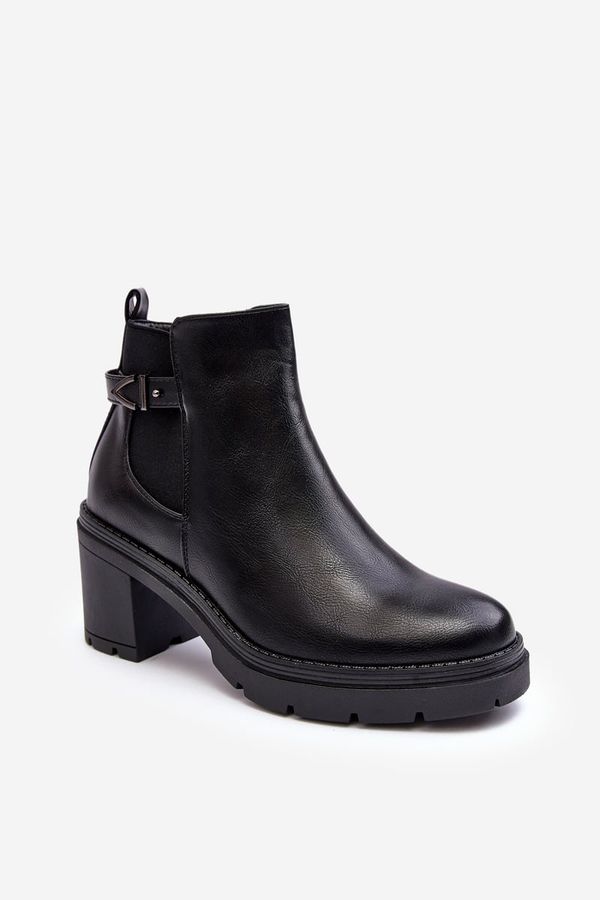 Kesi Women's leather ankle boots with massive high heels Black Belinda