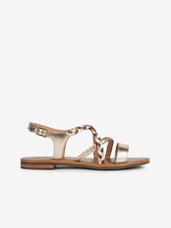 GEOX Women's leather sandals in gold color Geox Sozy