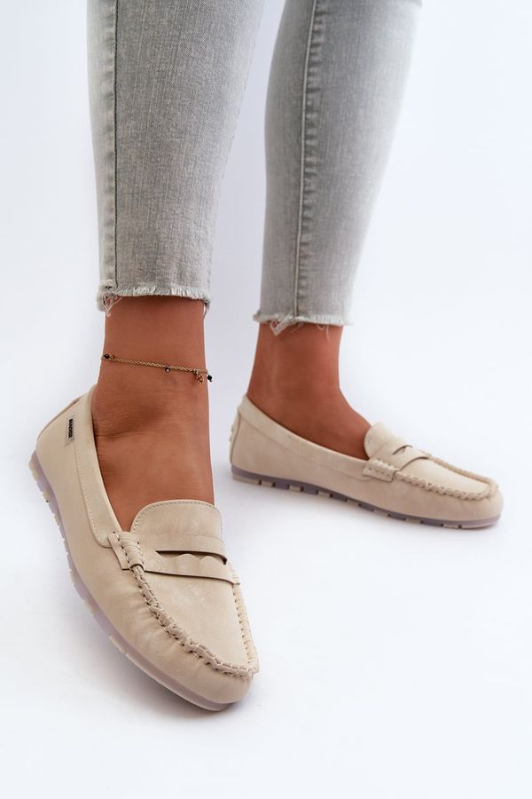 Kesi Women's loafers made of eco leather light beige Celoria