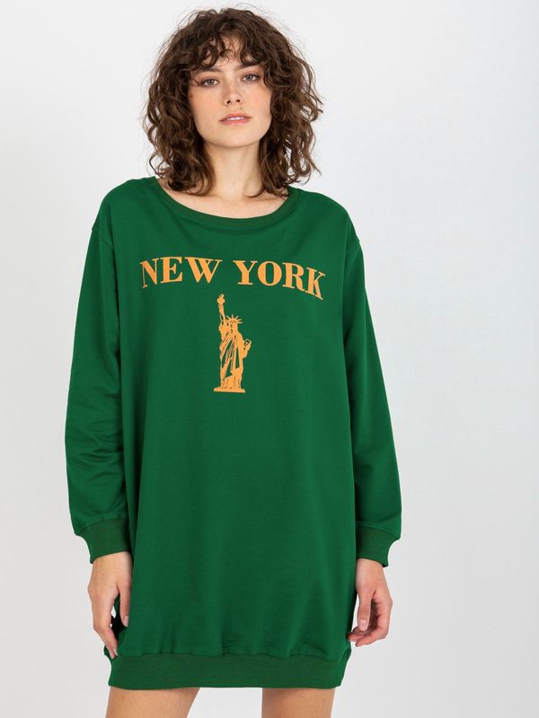 Fashionhunters Women's Long Over Size Sweatshirt - Green