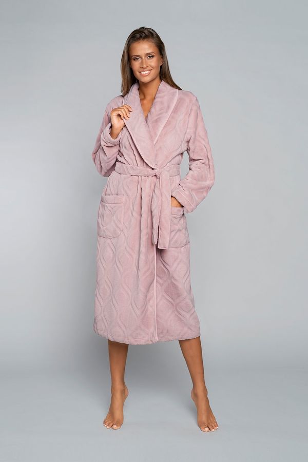 Italian Fashion Women's Morena Long Sleeve Bathrobe - Powder Pink