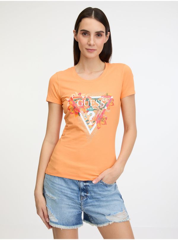 Guess Women's orange T-shirt Guess Tropical Triangle - Women