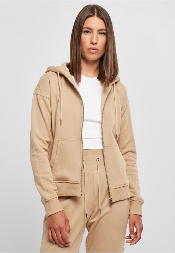 Urban Classics Women's organic terry hoodie with zipper in beige