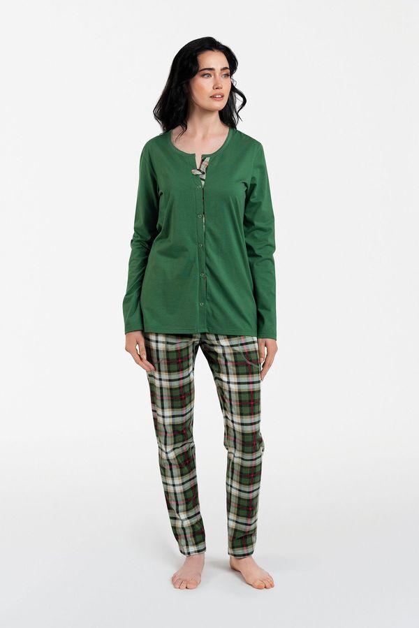 Italian Fashion Women's pajamas Asama long sleeves, long legs - green/print