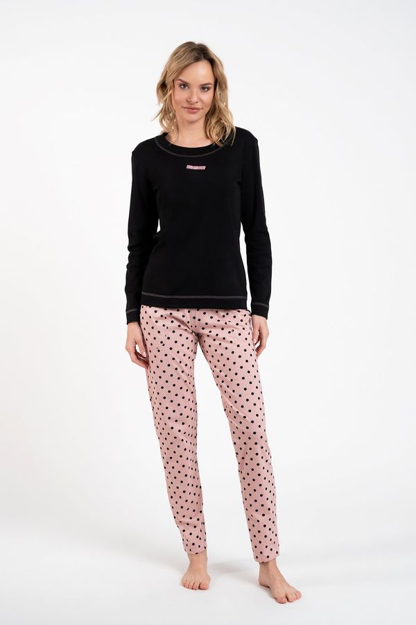 Italian Fashion Women's pajamas Bonilla long sleeves, long legs - black/print