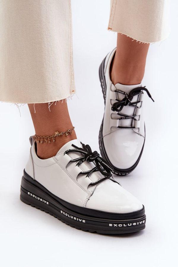 Kesi Women's patented platform sneakers white S.Barski