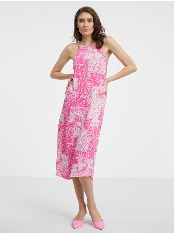 Vero Moda Women's pink patterned summer midi dress VERO MODA Ebba - Women