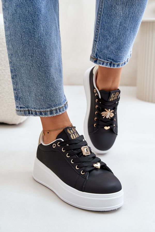 Kesi Women's platform sneakers with black Herbisa embellishments