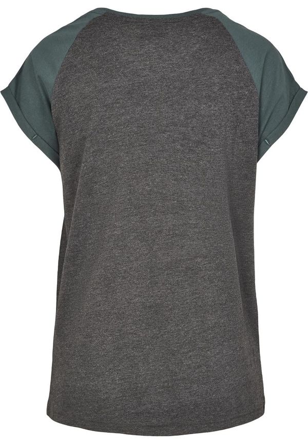 UC Ladies Women's raglan T-shirt with contrasting charcoal/bottlegreen