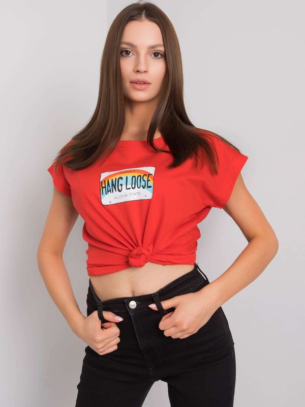 Fashionhunters Women's red cotton T-shirt