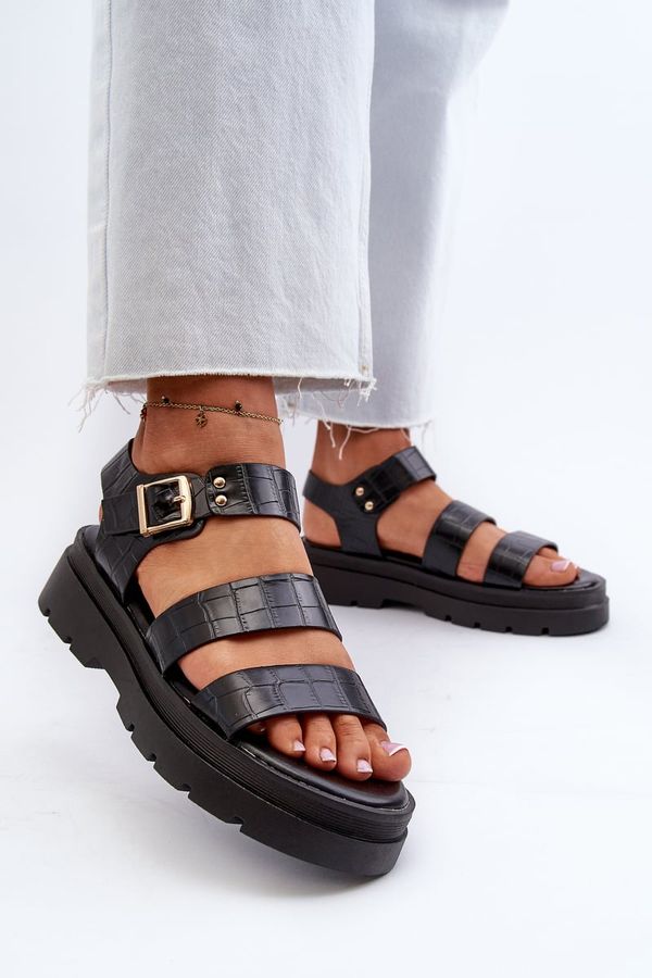 Kesi Women's sandals with chunky soles, black Nicarda