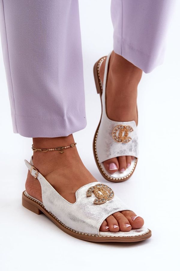 Kesi Women's sandals with decoration S.Barski Silver