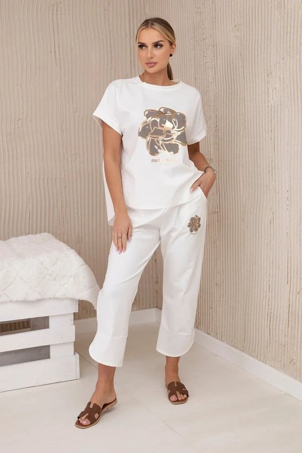 Kesi Women's set print blouse + pants Punto - white