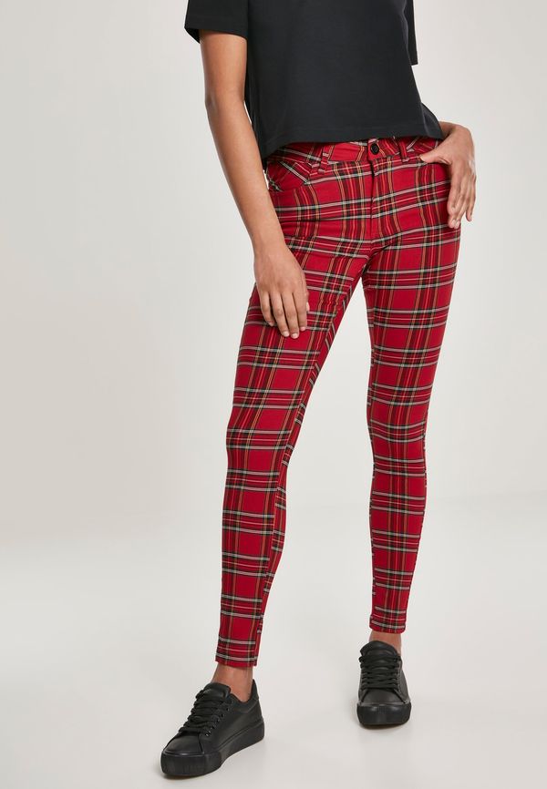 UC Ladies Women's Skinny Tartan Trousers red/bl