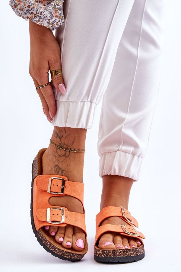 Kesi Women's slippers Cortina orange on cork sole