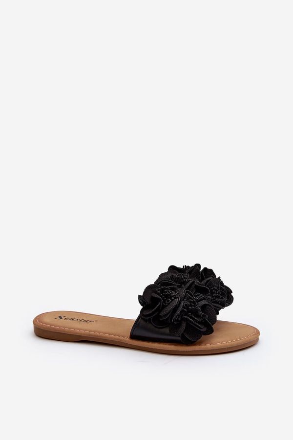 Kesi Women's slippers with Black Eelfan flowers