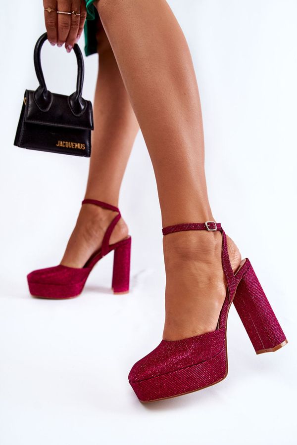 Kesi Women's Sparkling High Heel Sandals Dark Pink Rosel