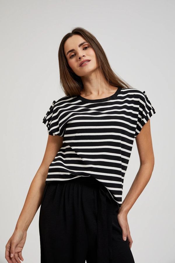 Moodo Women's striped T-shirt MOODO - black