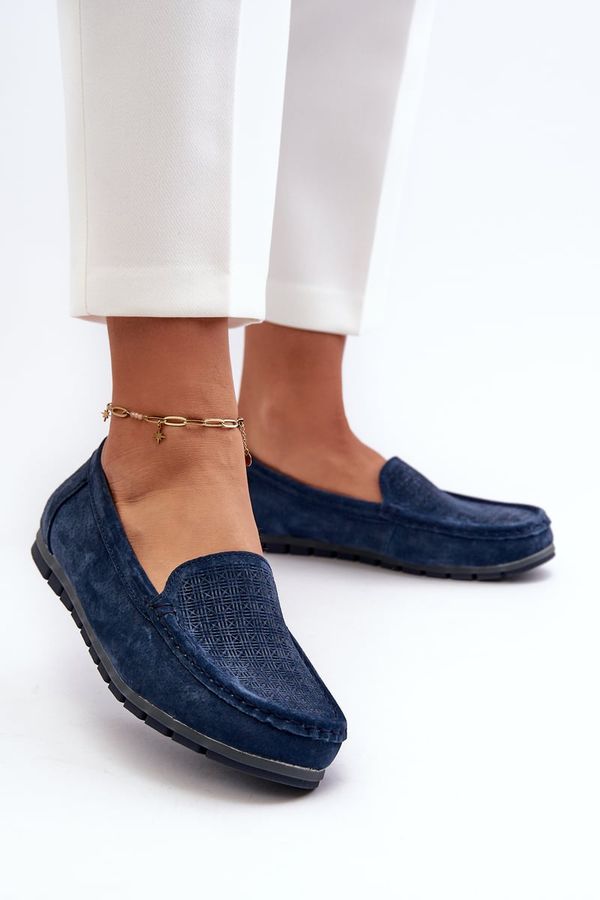 Kesi Women's suede loafers, navy blue, S.Barski