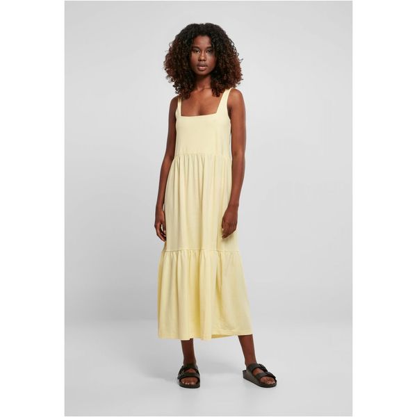 Urban Classics Women's summer dress with 7/8 length Valance - soft yellow