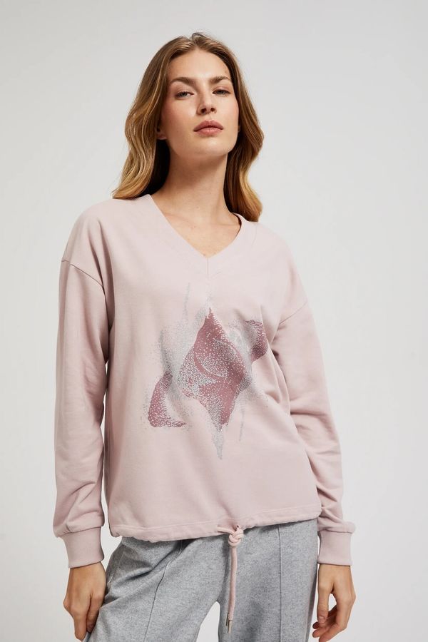 Moodo Women's sweatshirt with print and tie MOODO - pink