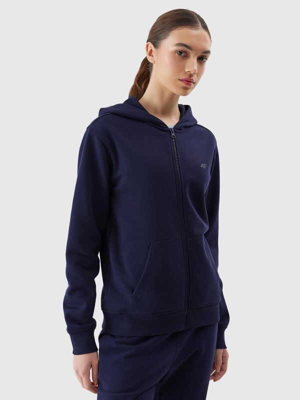 4F Women's Sweatshirt Zipped Up Hoodie 4F - Navy Blue