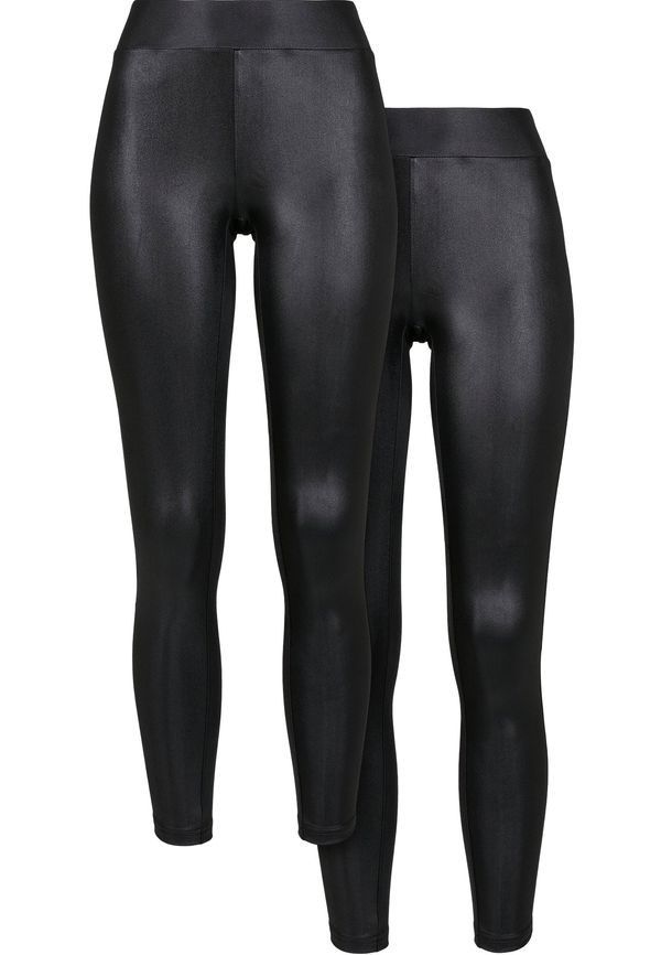 UC Ladies Women's Synthetic Leather Leggings 2 Pack Black+Black