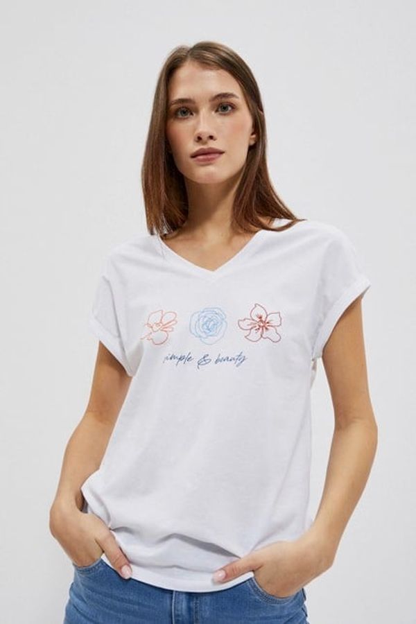 Moodo WOMEN'S T-SHIRT L-TS-4037 WHITE