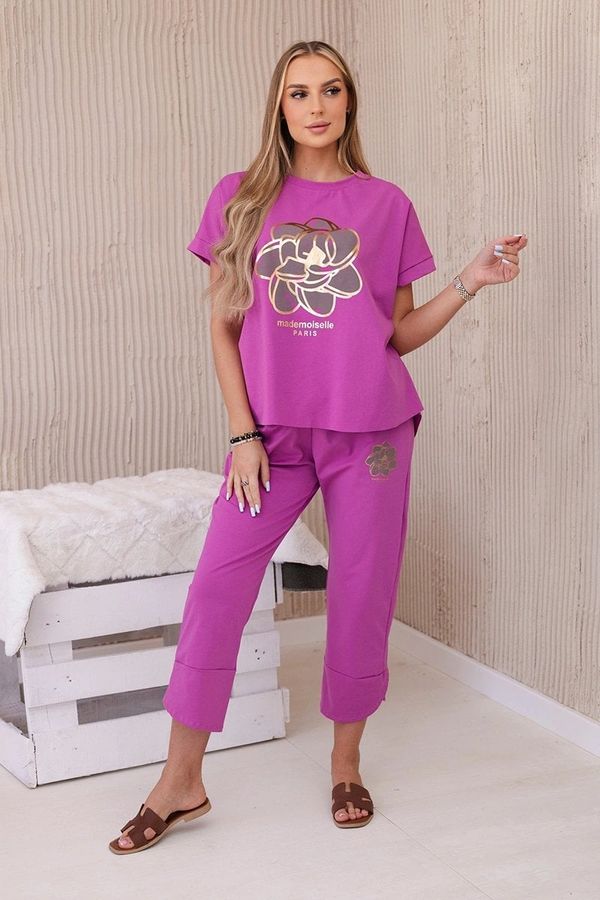 Kesi Women's T-shirt with print + pants - purple