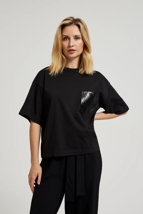 Moodo Women's T-shirt with sequins MOODO - black