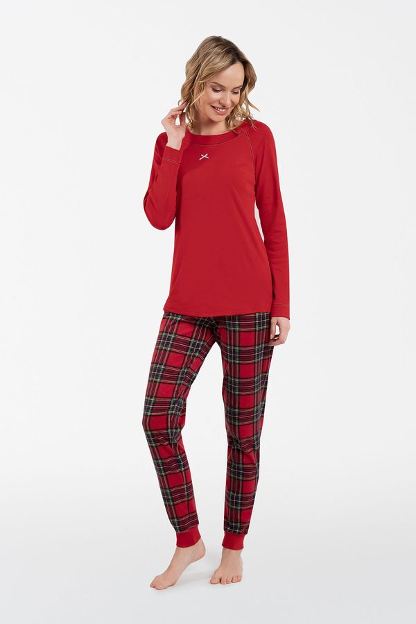 Italian Fashion Women's Tess Long Sleeves, Long Leg Pajamas - Red/Print