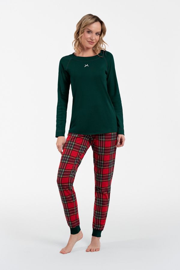 Italian Fashion Women's Tess pajamas, long sleeves, long legs - green/print