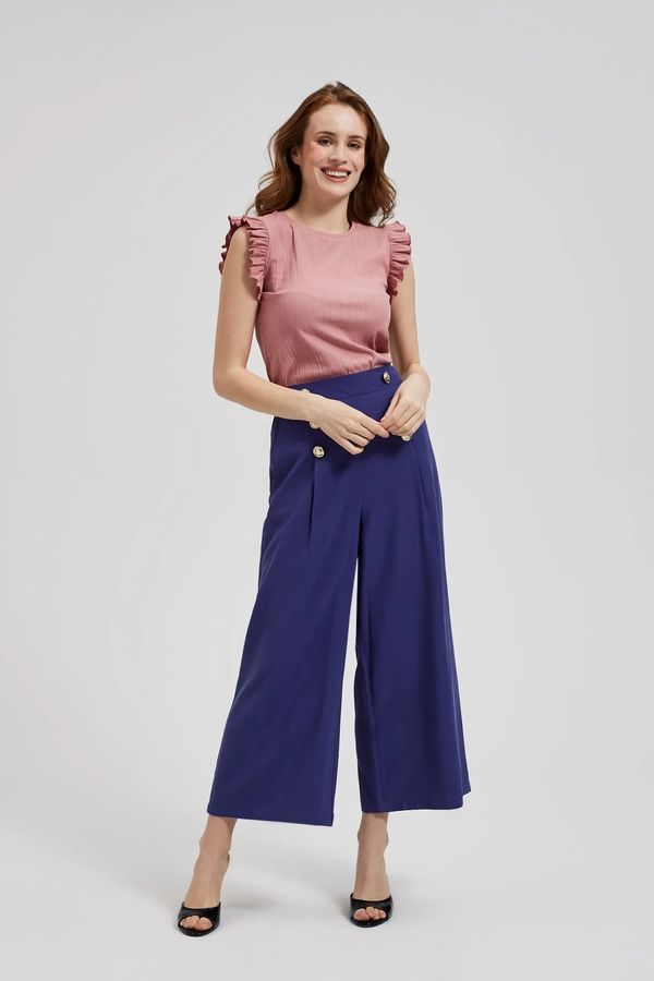 Moodo Women's trousers MOODO with decorative buttons - dark blue